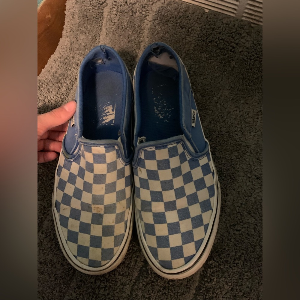 blue checkered vans size 6.5